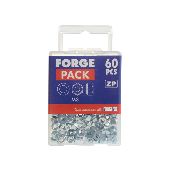 Nyloc Nuts & Washers Zinc Plated M3 ForgePack 60