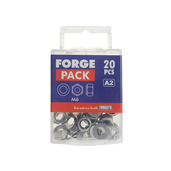 Nyloc Nuts & Washers A2 Stainless Steel M6 ForgePack 20