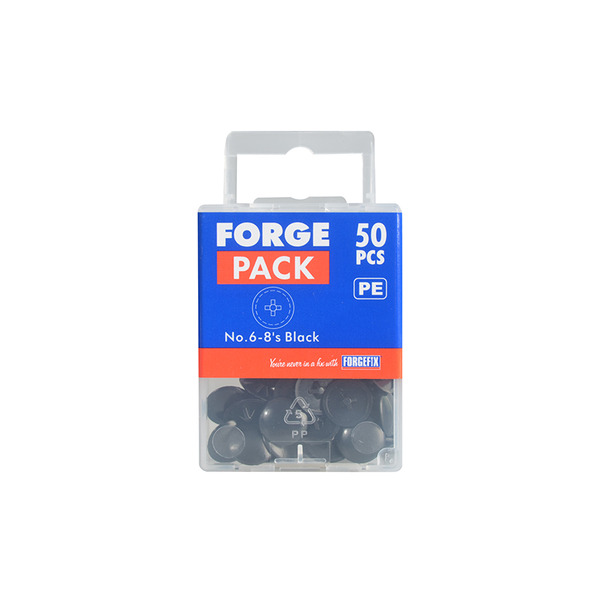 Pozi Compatible Cover Cap Black No.6-8 Forge Pack 50