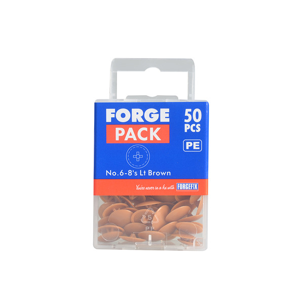 ForgeFix FORFPPCC4 Pozi Compatible Cover Cap Light Brown No.6-8 Forge Pack 50