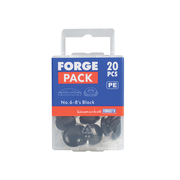 Domed Cover Cap Black No. 6-8 ForgePack 20