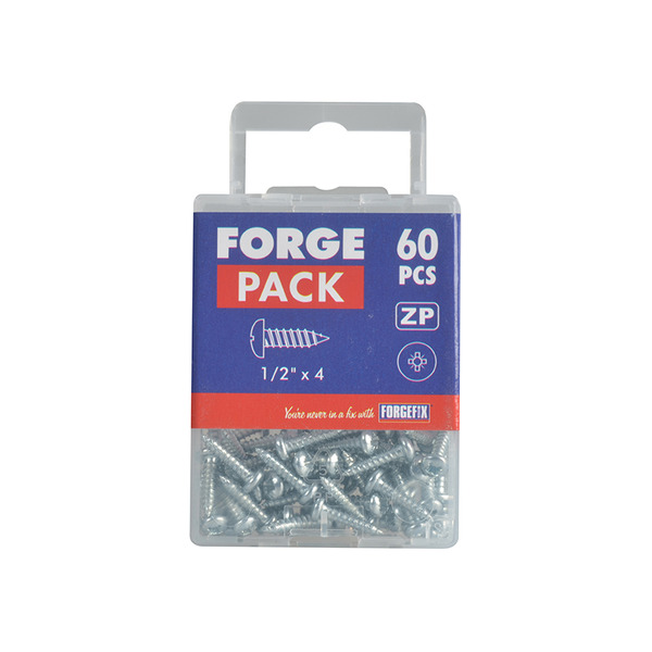 Self-Tapping Screw Pozi Compatible Pan Head ZP 1/2in x 4 ForgePack 60