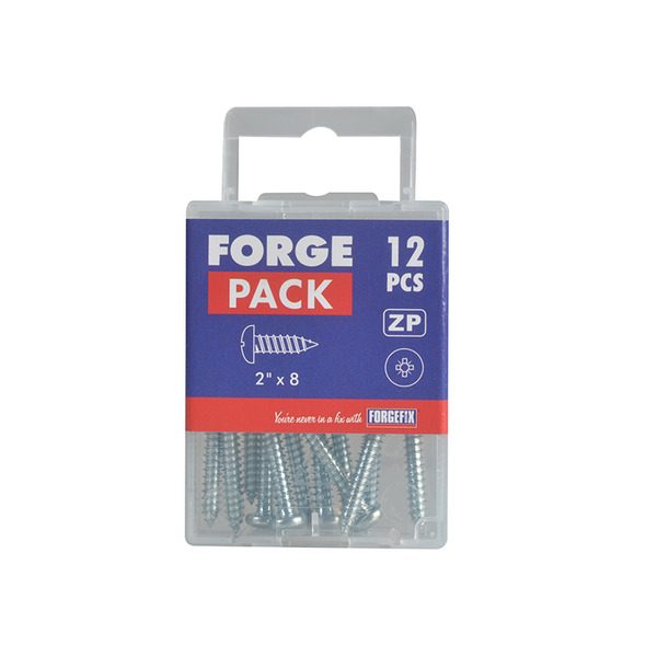 Self-Tapping Screw Pozi Compatible Pan Head ZP 2in x 8 ForgePack 12