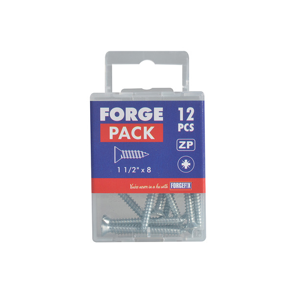 Self-Tapping Screw Pozi Compatible Pan Head ZP 1.1/2in x 8 ForgePack 12