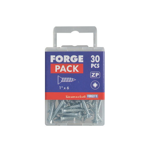 Self-Tapping Screw Pozi Compatible Pan Head ZP 1in x 6 ForgePack 30