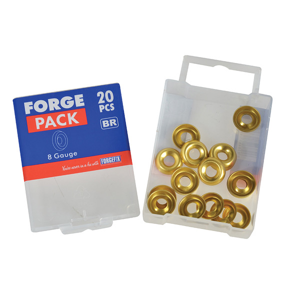 ForgeFix FORFPSCW8B Screw Cup Washer Brass No.8 ForgePack 20