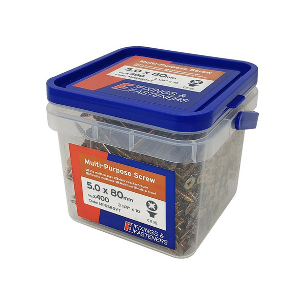 Multi-Purpose Pozi Compatible Screw CSK ST ZYP 5.0 x 80mm Tub 400