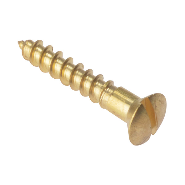 Wood Screw Slotted Raised Head ST Solid Brass 1in x 8 Box 200