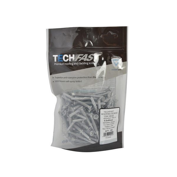 TechFast Roofing Screw Timber - Steel Heavy Section 5.5 x 60mm Pack 100