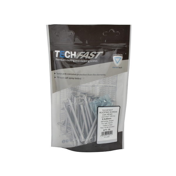 TechFast Roofing Screw Timber - Steel Light Section 5.5 x 85mm Pack 50