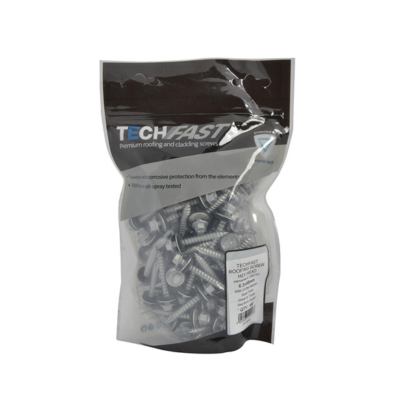 TechFast Hex Head Screw Sheet to Timber 6.3 x 45mm Pack 100