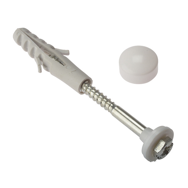 ForgeFix FORWCFK680 W.C. Fixing Kit White Cap M6 x 80mm (1 Pair)