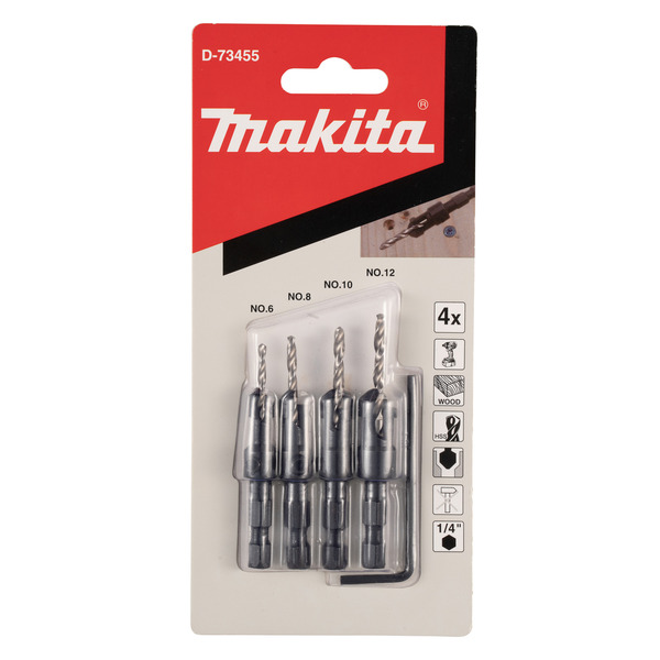 Makita D-73455 P-51954 4 Piece Quick Change Countersink Set D-73455