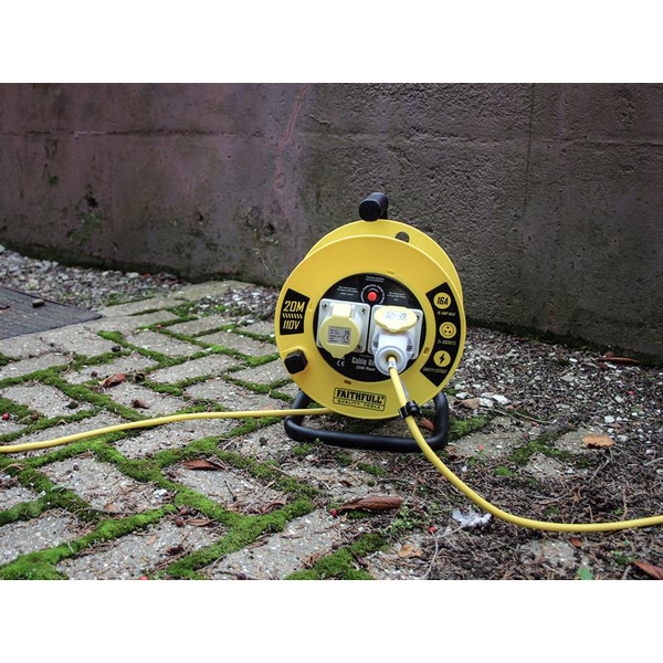 Open Cable Reel 110V 20m 16A 2 Socket (1.5mm Cable)