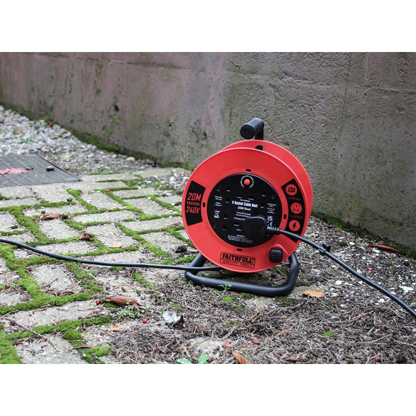 Open Cable Reel 240V 20m 13A 4 Socket (1.25mm Cable)