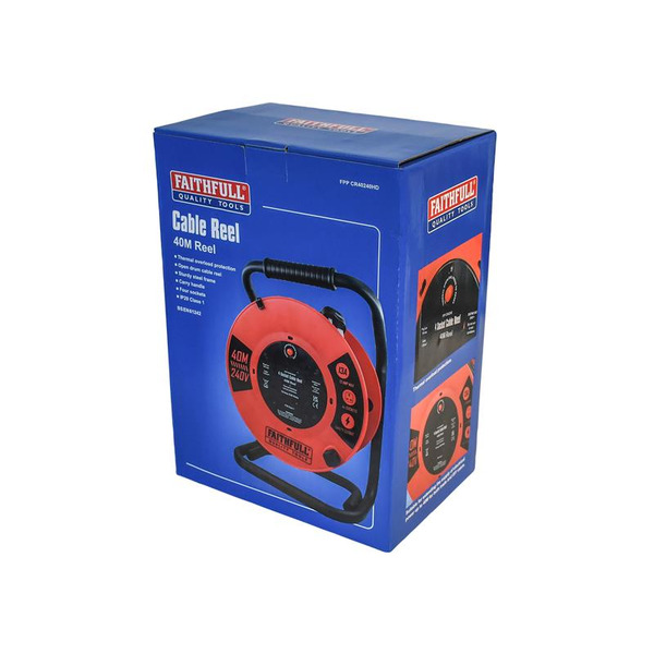 Open Cable Reel 240V 40m 13A 4 Socket (1.25mm Cable)