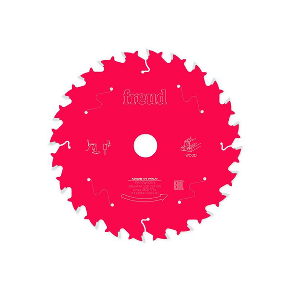 Freud FRE03FS09686 Wood Circular Saw Blade 165 x 20 x 1.7/1.3mm x 24T