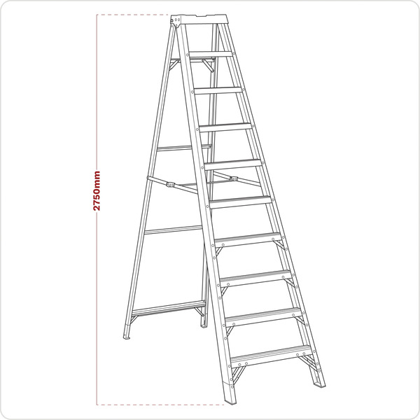 Sealey Fibreglass Step Ladder 9-Tread - EN 131