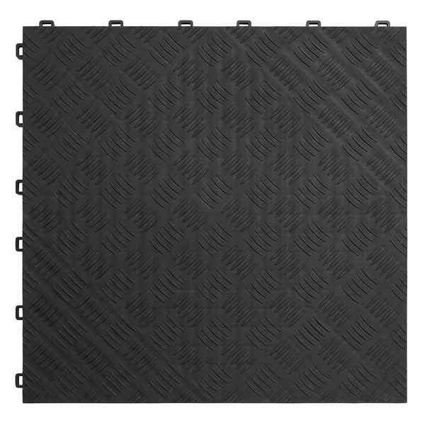 Sealey FT3B Polypropylene Floor Tile 400 x 400mm, Black Treadplate - Pack of 9