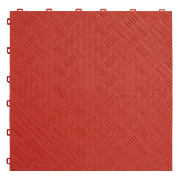 Sealey FT3R Polypropylene Floor Tile 400 x 400mm, Red Treadplate - Pack of 9