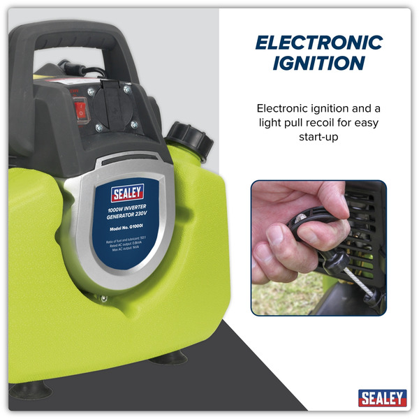 Sealey G1000I 1000W Inverter Generator 2-Stroke Engine 230V
