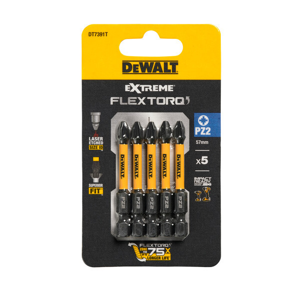 DeWalt DT7391T-QZ 50mm Pozidriv Pz2 Impact Torsion Driver Bits 5pk