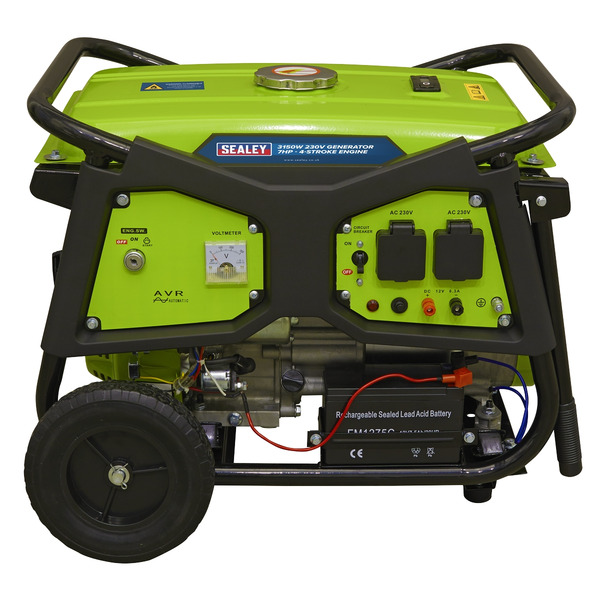 Sealey G3101 3100W Generator 7hp 4-Stroke Engine 230V