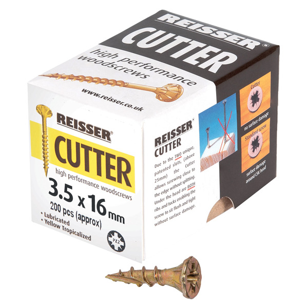 Reisser Cutter Yellow Countersunk Pozi Screws 3.5mm X 16mm (Box Of 200)