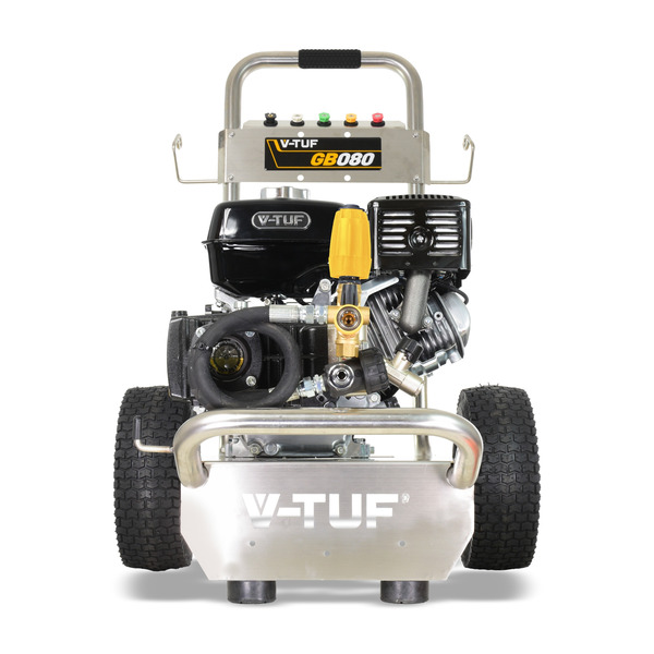 V-TUF GB080 Industrial 9HP Gearbox Driven Honda Petrol Pressure Washer - 2900psi, 200Bar, 15 lpm - Stainless Steel Frame