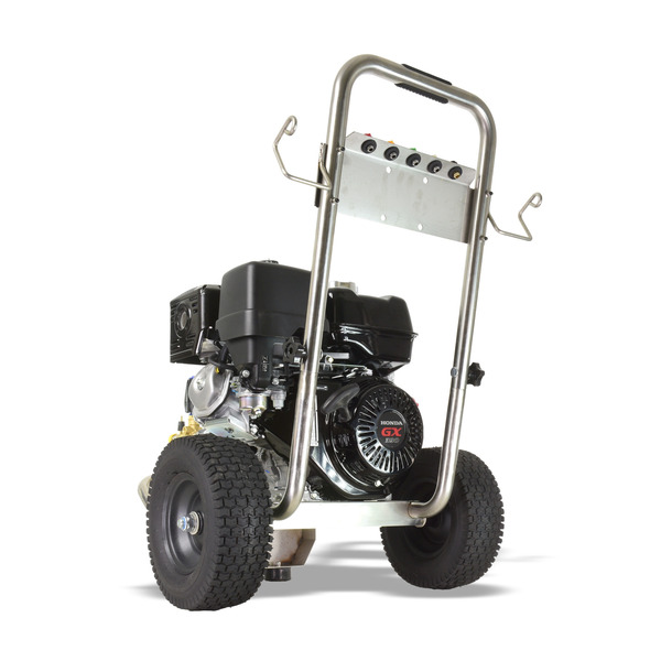 V-TUF GB130 3626psi, 250Bar, 15L/min Industrial 13HP Gearbox Driven Honda Petrol Pressure Washer - Stainless Steel Frame