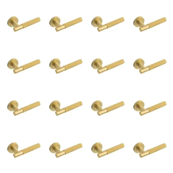Eclipse 62233x16 Knurled Lever on Rose - Satin Brass - 8 Pairs