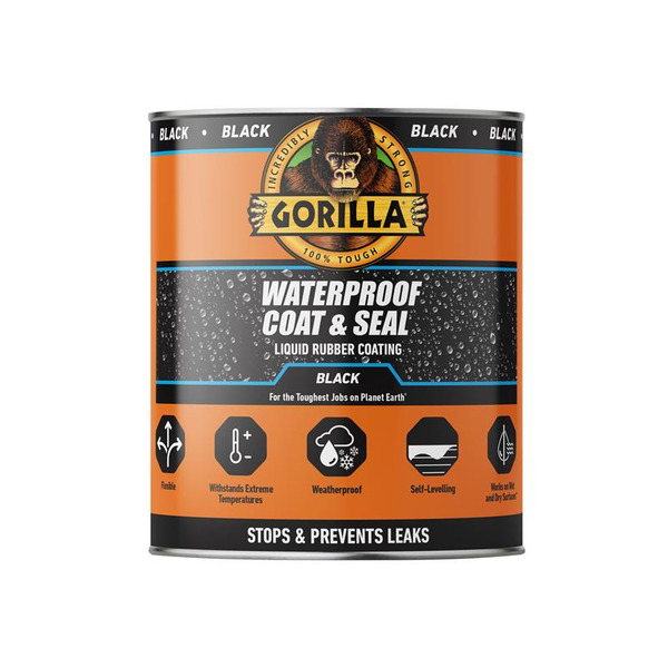 Waterproof Coat & Seal Liquid Rubber Coating Black 473ml