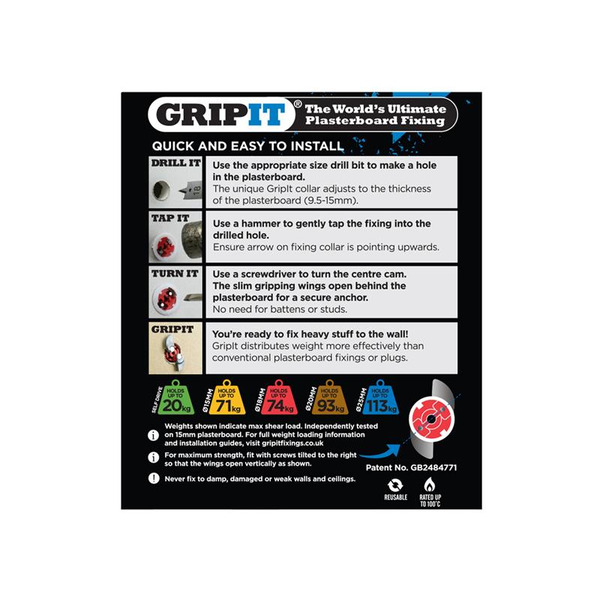 Gripit GRP1825 Red Plasterboard Fixings 18mm (Pack 25)