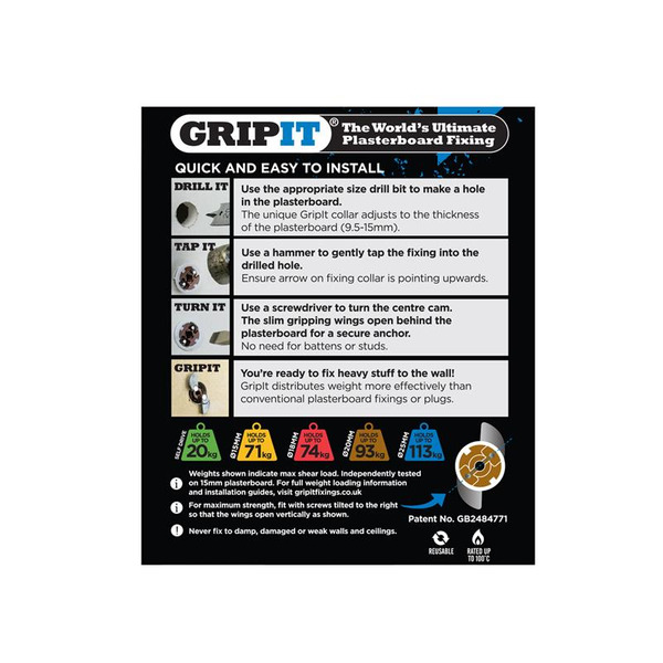 Gripit GRP2025 Brown Plasterboard Fixings 20mm (Pack 25)