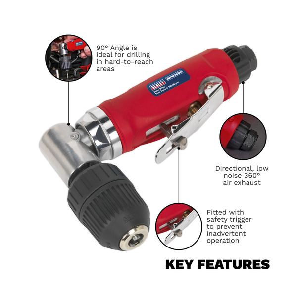 Sealey GSA231 Generation Air Angle Drill with Keyless Chuck 10mm