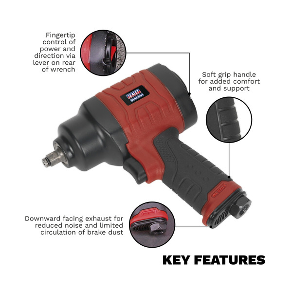 Sealey GSA6000 Generation Composite Twin Hammer Air Impact Wrench 3/8