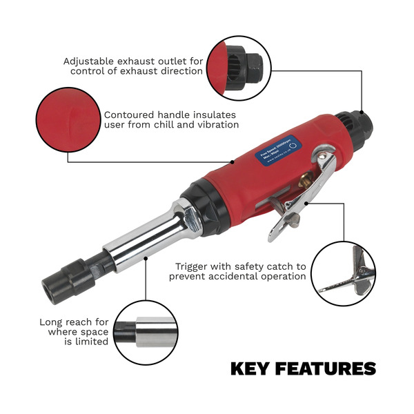 Sealey GSA672 Generation Long Reach Air Die Grinder