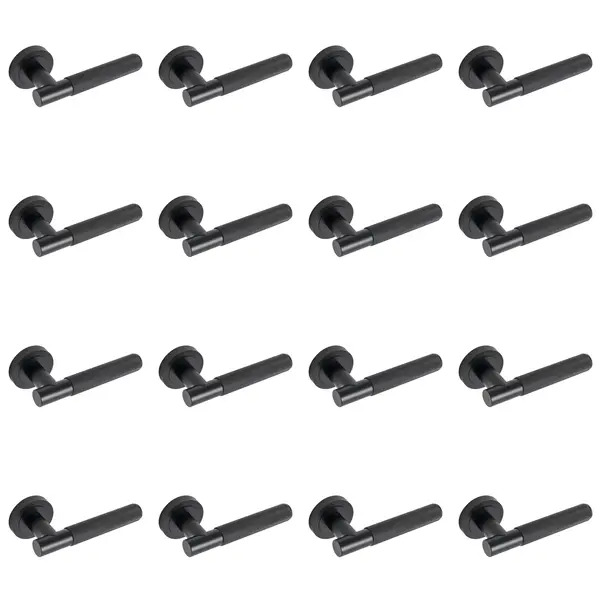 Eclipse 62231x16 Knurled Lever on Rose - Matt Black 16pk