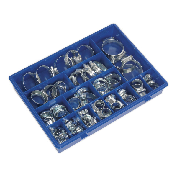 Sealey HCJ85AC HI-GRIP&reg; Zinc Plated Hose Clip Assortment 9.5-55mm 81pc