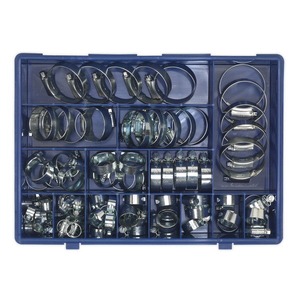 Sealey HCJ85AC HI-GRIP&reg; Zinc Plated Hose Clip Assortment 9.5-55mm 81pc