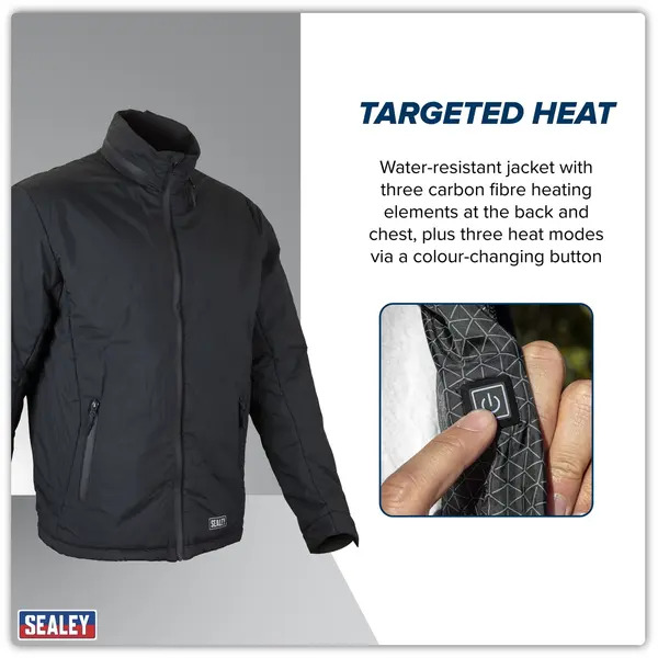 Sealey HJ04KIT 5V Heated Rain Jacket with Power Bank - X-Large