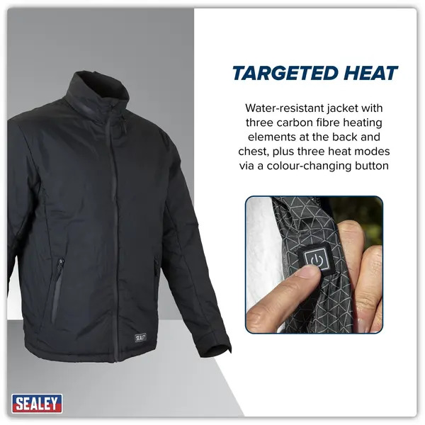 Sealey HJ07KIT 5V Heated Rain Jacket with Power Bank 20Ah - Large