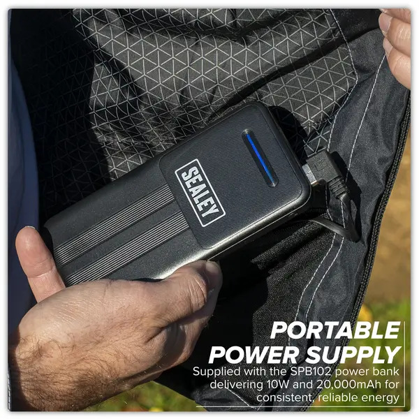 Sealey HJ07KIT 5V Heated Rain Jacket with Power Bank 20Ah - Large