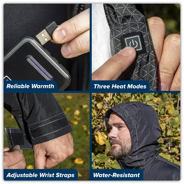 Sealey HJ07KIT 5V Heated Rain Jacket with Power Bank 20Ah - Large