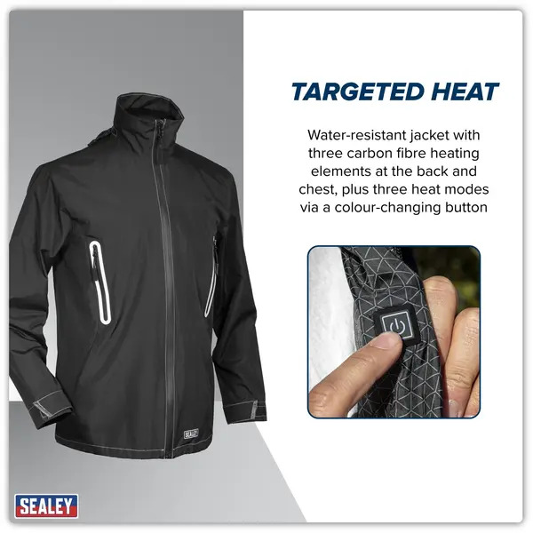 Sealey HJ08KIT 5V Heated Rain Jacket with Power Bank 20Ah - X-Large