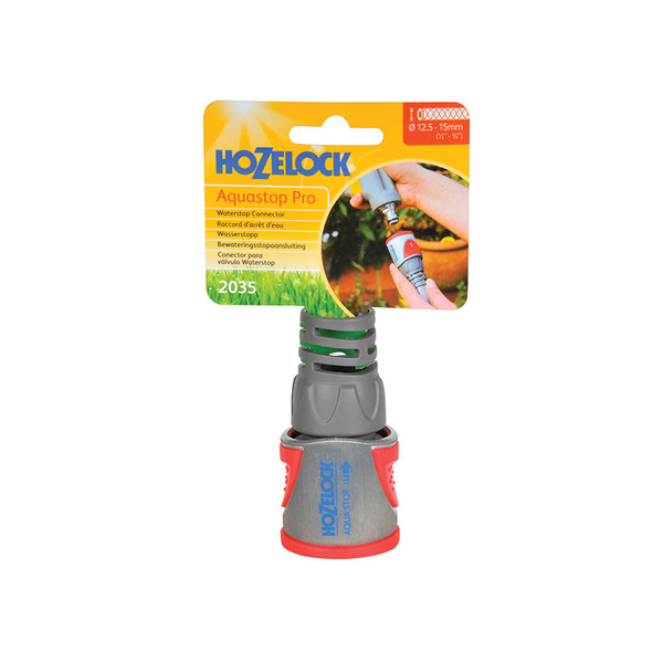 Hozelock 2035 Pro Metal AquaStop Hose Connector 12.5-15mm (1/2-5/8in)