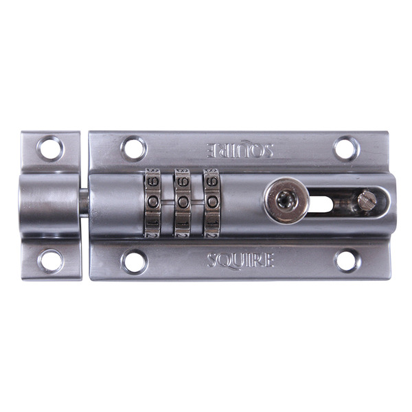 Squire HSQCOMBI3CH CombiBolt 3 Re-Codable Locking Bolt Chrome 92mm