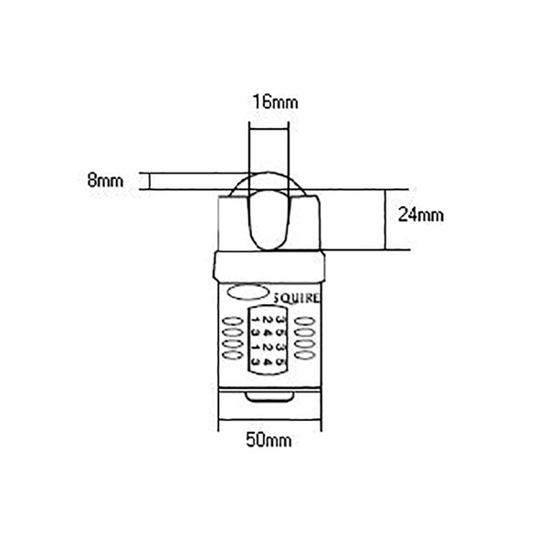 Squire HSQCP50CS CP50CS Combination Padlock 4-Wheel Closed Shackle 50mm