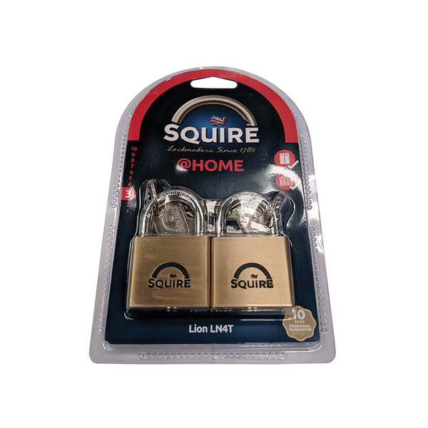 Squire HSQLN4T LN4T Lion Brass Padlocks 5-Pin 40mm Twin Pack (2 x LN4KA)