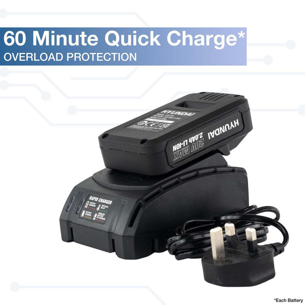 Hyundai Cordless Leaf Blower-Vac, 2x 20v Li-Ion Batteries, 3-in-1 Blower | HY2194